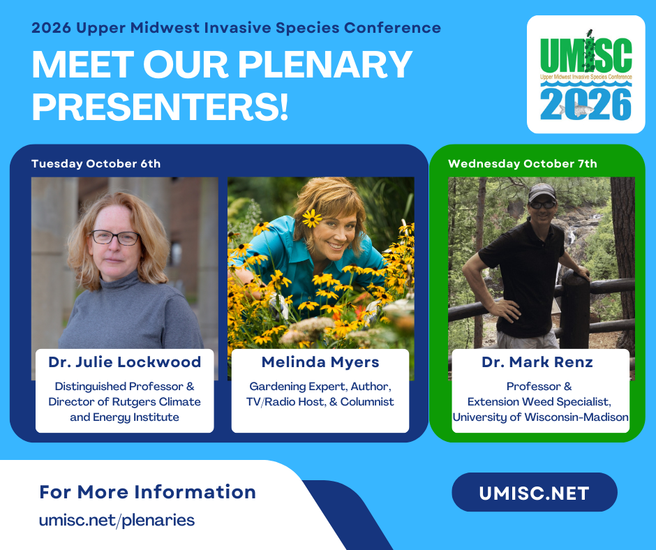 A graphic showing plenary presenter photos and titles for the 2026 UMISC conference.